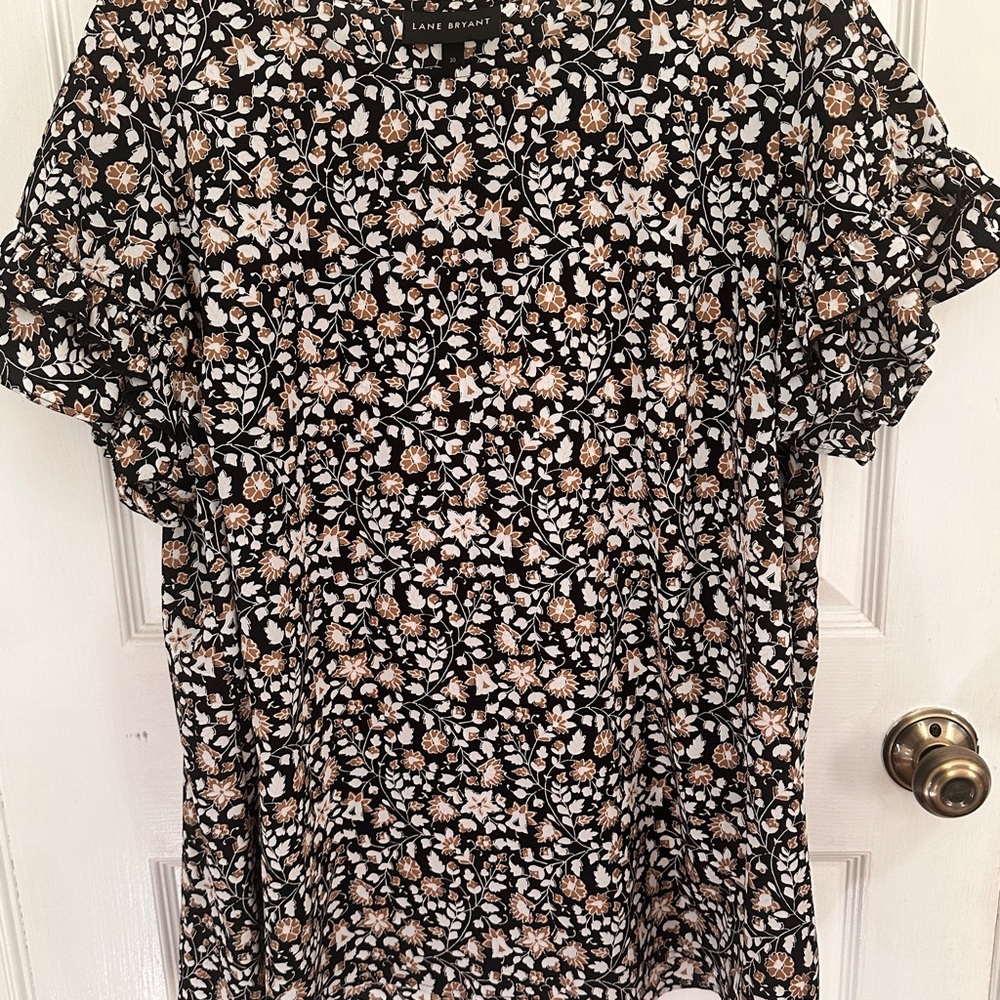 Lane Bryant Floral Black, Brown and White blouse